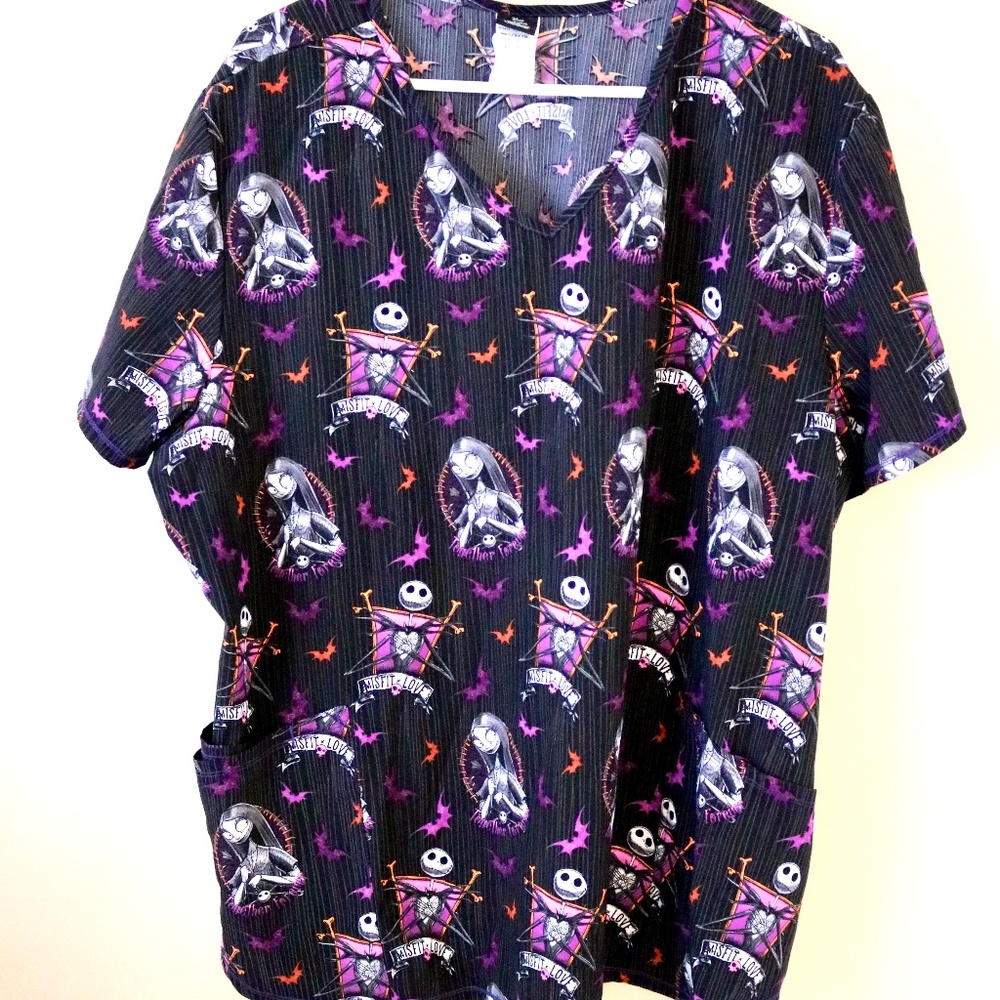 Nightmare Before Christmas Nurse Scrubs Shirt Black Orange Purple 3XL Halloween